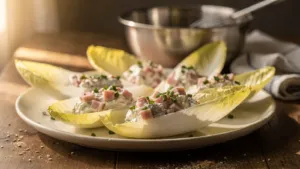 Barquettes d’endive au jambon et au fromage frais : un apéritif sans cuisson