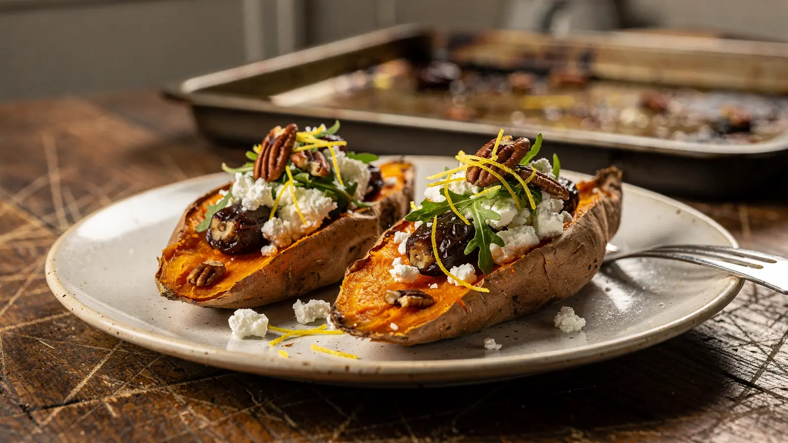Patates douces rôties à la feta et aux dattes : un plat pour les soirs de fatigue