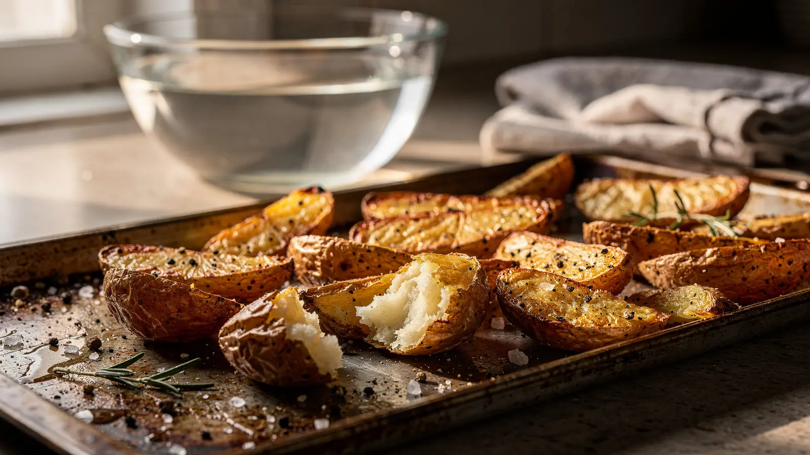 Pommes de terre au four : un bain vinaigré et un séchage soigné avant la cuisson Pommes de terre au four : un bain vinaigré et un séchage soigné avant la cuisson