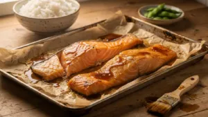 Saumon au four : une laque au miso, mirin et sauce soja pour remplacer la crème