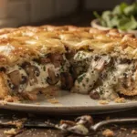 Tourte aux champignons : une recette à la pâte brisée, à la crème et aux herbes