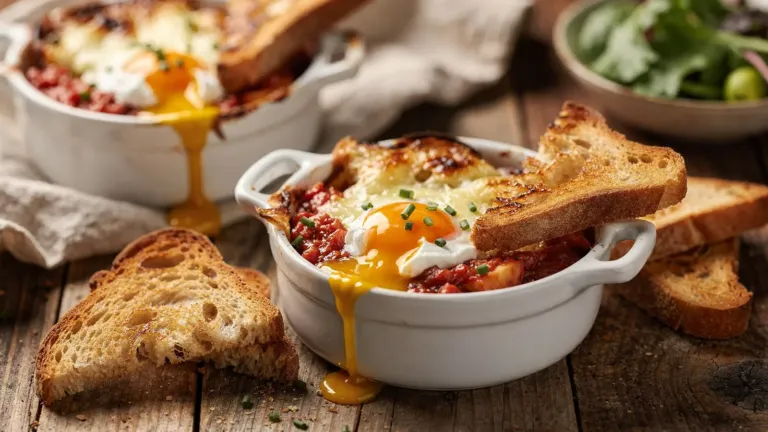 Œufs cocotte à la tomate et au fromage : une recette au four à servir avec des mouillettes Œufs cocotte à la tomate et au fromage : une recette au four à servir avec des mouillettes